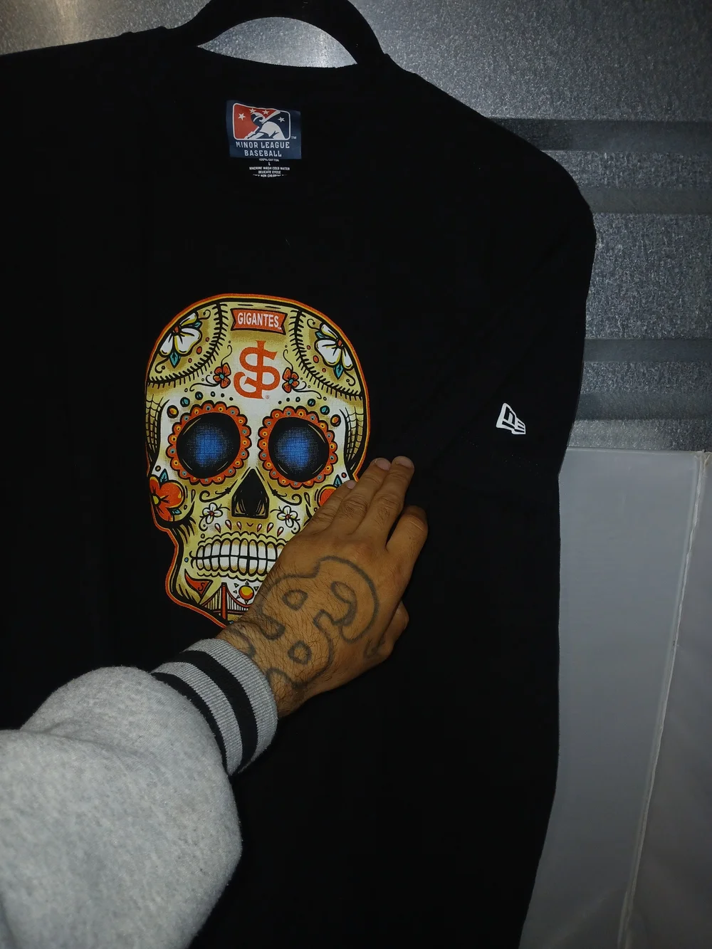 San Jose Giants Gigantes MiLB Sugar Skull Dia De Los Muertos Shirt New Era L